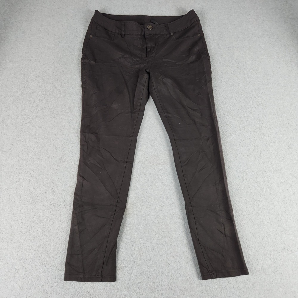 Maurices Pants Womens Large Black Mid Rise 5-Pocket Slim Fit Stretch Tapered